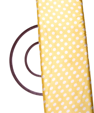 Yellow Colour Polka Dots Print Satin Fabric